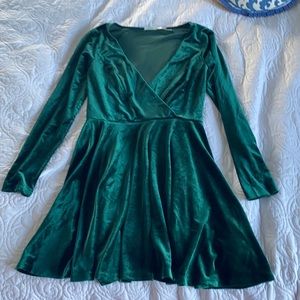Green velvet UO dress